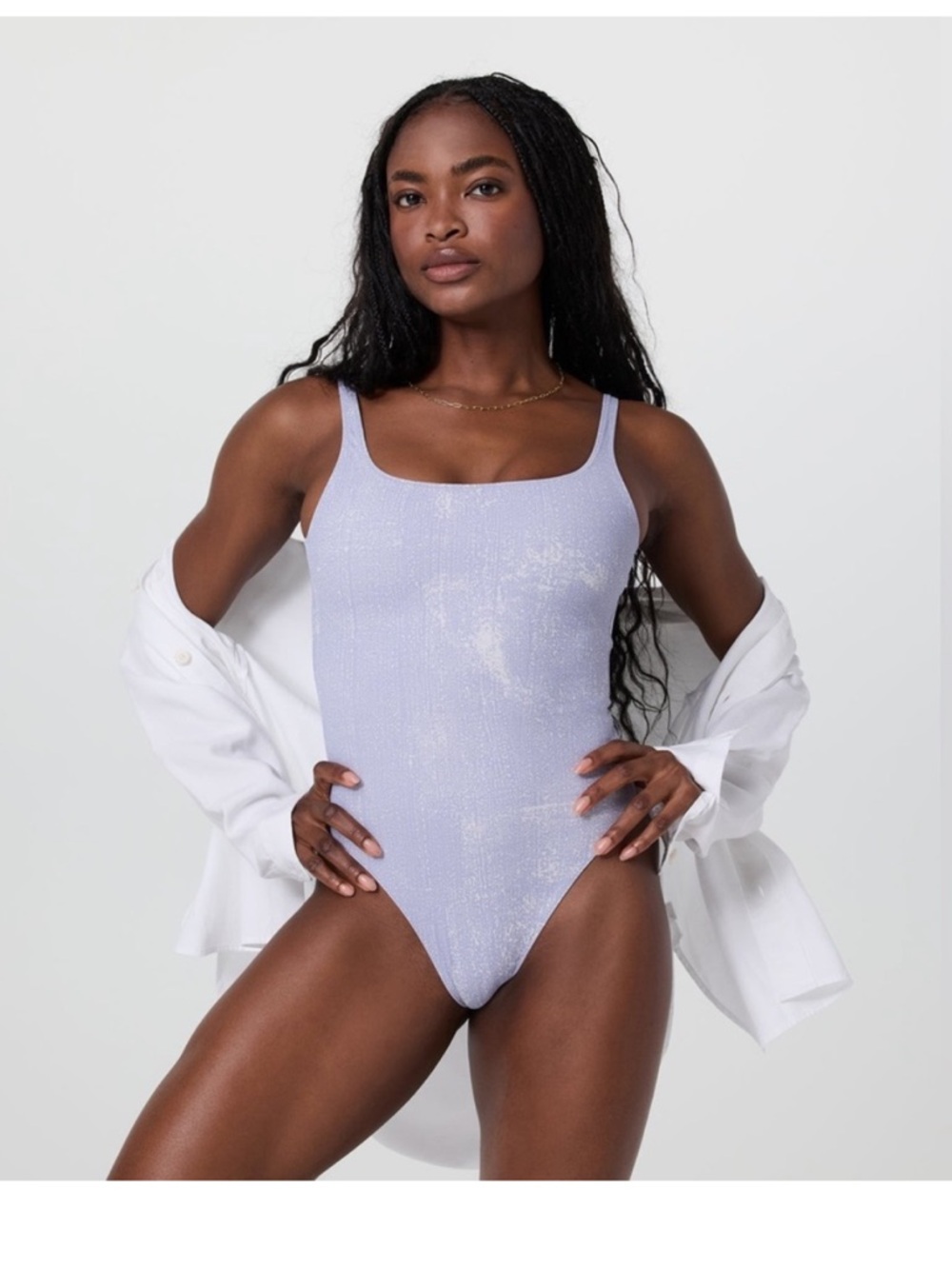 NEW! Vuori Women’s Encinitas One Piece Lavender Mist Mizzle Swimsuit Small